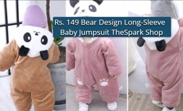 Rs. 149 Bear Design Long-Sleeve Baby Jumpsuit TheSpark Shop